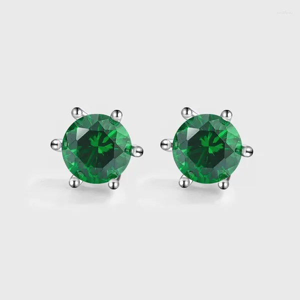 Pendientes de sementales Luxury S925 Sterling Silver Jewelry Emerald Zircon Ear Studs Fashion Fiesta Birthday Bylesale