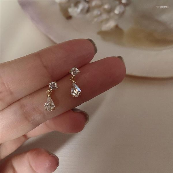 Boucles d'oreilles goutte d'eau japonaise cristal femmes lumière luxe tempérament bijoux de mariage en gros