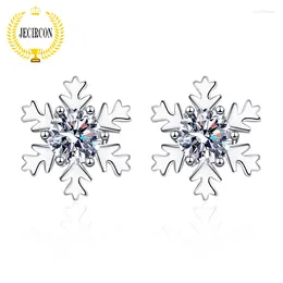 Stud-oorbellen Jecircond 0,5 karaat Moissanite voor vrouwen glanzende sneeuwvlok oorstuds trendy all-match 925 Sterling Silver PT950 sieraden