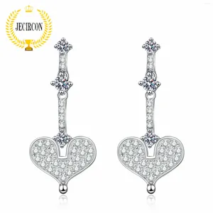 Boucles d'oreilles Stud JECICCON 925 STERLING SIRGE FULL MISSANITE POUR LES FEMMES LOVE COEUR CHEMPAGNE GOL