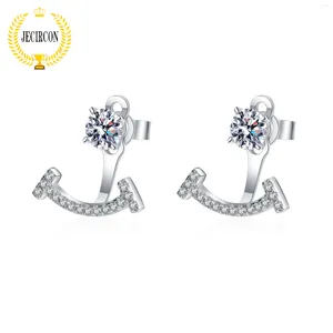 Stud-oorbellen Jecircon 925 Sterling Silver voor vrouwen 2-delige 4-delige 0,5ct studs Microset Moissanite Trendy Wedding Ear Sieraden