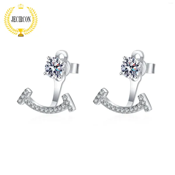 Boucles d'oreilles Stud Jecircon 925 argent sterling pour femmes 2 pièces 4-parti 0,5 ct Micro-set Moisanite Trendy Wedding Ear Bijoux