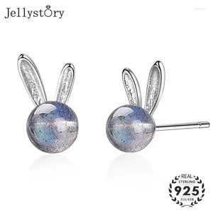 Boucles d'oreilles Stud Jellystory Fashion Silver 925 avec une forme ronde Moonstone Fine Jewelry for Women Wedding Party Wholesale