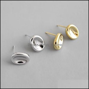 Boucles D'oreilles Bijoux 100% Véritable 925 Sterling Sier Pour Les Femmes Ins Minimal Géométrique Ovale Perle Boucle D'oreille Fine Cadeau Yme485 Drop Delivery 2021 3