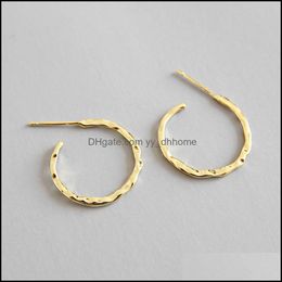 Boucles d'oreilles bijoux 100% réel 925 Sterling Sier Irregar convexe pour les femmes Corée Fine Yme352 Drop Livraison 2021 Ihqbt