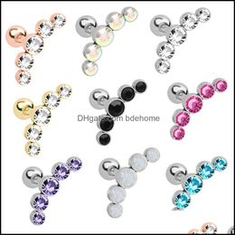 Stud -oorbellen sieraden 1pc kraakbeen helix tragus mode body roestvrijstalen staal bar zirkon nagel piercing punctie accessoires c3 druppel deli