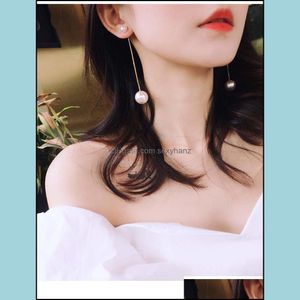 Stud Earrings sieraden 2021 Fashion White Hoop Pearl Aretes For Lady Women Party Wedding With Brid Lovers Gift Drop Delivery Qtfet