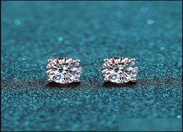 Stud Earrings sieraden 925 Classic Sier F Color Moissanite VVS Fine Diamond Earring met cericaat voor dames cadeau drop levering 2021 vus897904416