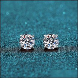 Stud Earrings sieraden 925 Classic Sier F Color Moissanite VVS Fine Diamond Earring met cericaat voor vrouwen cadeau drop levering 2021 vus896851793