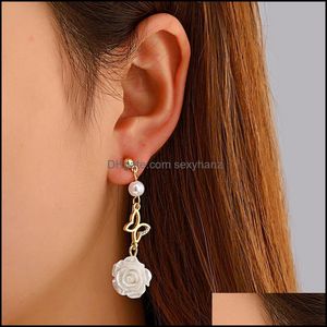 Stud Earrings sieraden 925 Sier Opal Pearl Flower Cross Circle Square Diamond Ear Drop Women Business Party Pak Butterfly Earring Delivery 2