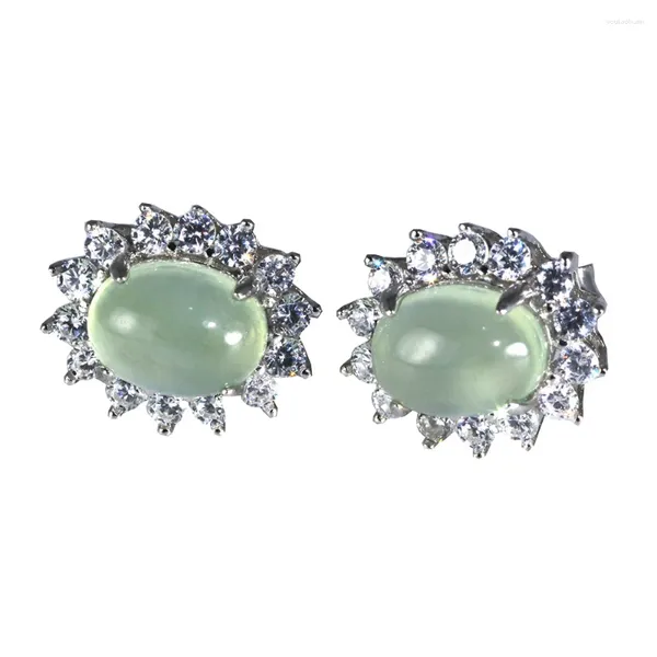 Boucles d'oreilles bijoux 925 Silver Natural Gemstone Gemstone Jade Stat Brind pour les femmes Noël