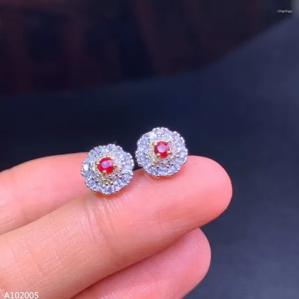 Boucles d'oreilles bijoux en argent Sterling 925, sang de Pigeon naturel, rubis pour fille, Mini petit rond de luxe en or, Support de réexamen