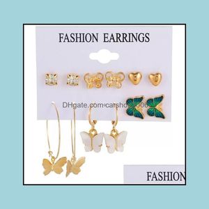 Boucles d'oreilles bijoux bohème papillon ensemble créatif simple acrylique forme de coeur avec diamant 6 paires livraison directe 2021 8Ptxv