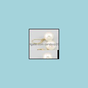 Stud-oorbellen sieraden klassiek paar van 10-11 mm natuurlijke ronde zuidzee parel 14k gouden druppel levering 2021 rtkrz