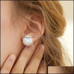 Oorbellen Sieraden Coeufuedy Classic Big Pearl Earring Barok Zoetwater voor vrouwen Party Huwelijksgeschenk Fijne handgemaakte 210619 Drop Levering