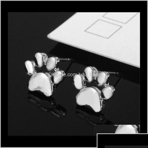 Boucles d'oreilles Stud Bijoux Drop Livraison 2021 Pet Pet Cat chien Paw Impression d'oreille Earge Fonds Mémorial Minimaliste Animal Foot Animal DH1TV DH1TV