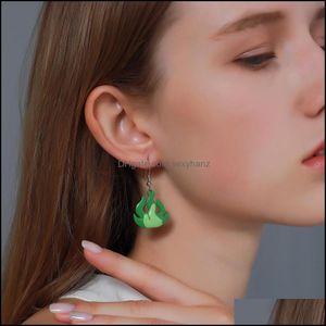 Boucles d'oreilles Bijoux Bande Dessinée Européenne Couleur Flamme Alliage Acrylique Orange Vert Boucle D'oreille Crochet Filles Femmes Business Party Dangle Aessories Drop