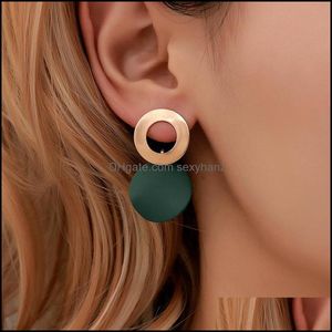 Stud Earrings sieraden Europees geometrisch ronde stuk Irregar Hollow Circle Gold Ear Drop for Women Business Ally Mode Oorring ornamenten