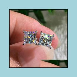 Oorknopjes Sieraden Mode 18K Witgoud Princess Cut Moissanite Diamond Drop Delivery 2021 Ua