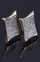 Stud -oorbellen sieraden voor vrouwen nieuwe mode prachtige glarings zirkon vierkante oorbellen luxe hiphop 18k gouden vergulde heren stud earr9265900