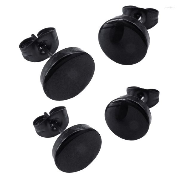 Boucles d'Oreilles Bijoux Homme 10Mm/8Mm Cercle Clous d'Oreilles 4Pcs Acier Inoxydable Noir