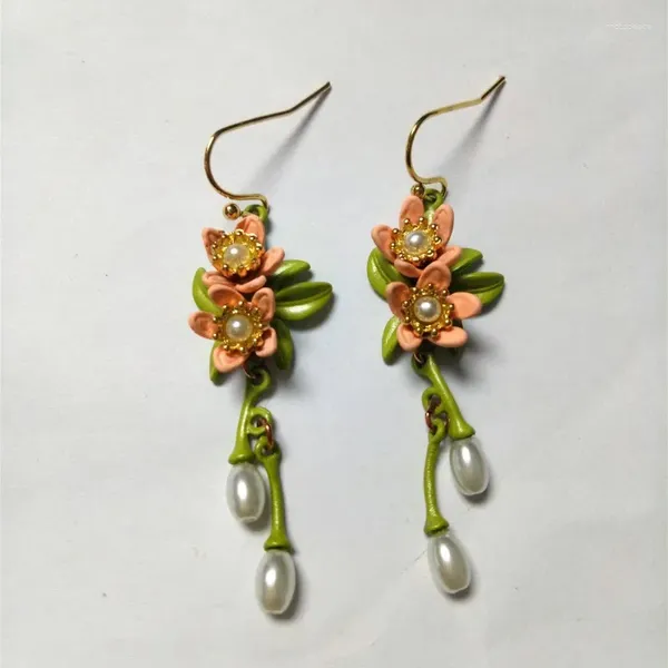 Boucles d'oreilles à étalon bijoux orange clair élégant imitation de fleurs