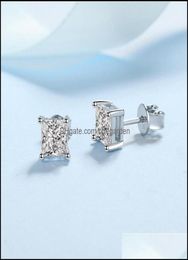 Oorknopjes Sieraden Princess Cut 2Ct Diamant Test geslaagd Gerhodineerd 925 SierColor Paar Cadeau 220211 Drop Delivery 2021 J3Dq83906219