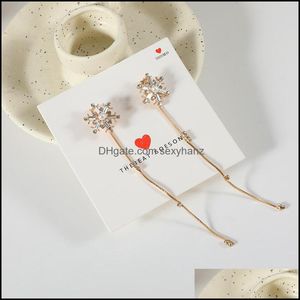 Stud Earrings sieraden S1238 Fashion S925 Sliver Post Diamond Snowflake Long Tassel Drop Delivery 2021 Ley5s