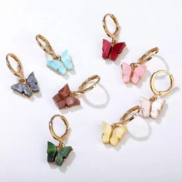 Boucles d'oreilles bijoux brillant cristal papillon cerceau pour résine d'or animaux mignons femmes déclaration de mode livraison directe 2021 Cormc