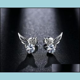 Boucles d'oreilles bijoux Sier Crystal Angel Wings For Women Girl Wedding Party Fashion - Drop Lipting 2021 FTG7P