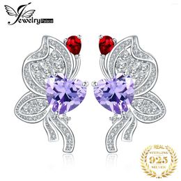 Boucles d'oreilles à étalon bijouxage d'arrivée papillon luxe 8.4ct coeur violet gemmestone 925 argent sterling pour le cadeau de la mode femme