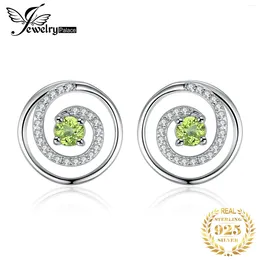 Boucles d'oreilles à étalons bijouxpalace cercle rond naturel péridot 925 argent sterling pour femmes Green Gemstone Fine bijoux d'anniversaire cadeau