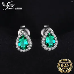 Boucles d'oreilles à étalons bijouxpalace vert nano émeraude 925 argent sterling pour femmes