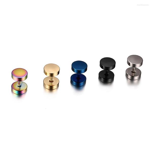 Pendientes de tuerca JHSL pequeños de 8mm con rosca para hombre, azul, negro, dorado, plateado, acero inoxidable, joyería de moda de alto pulido