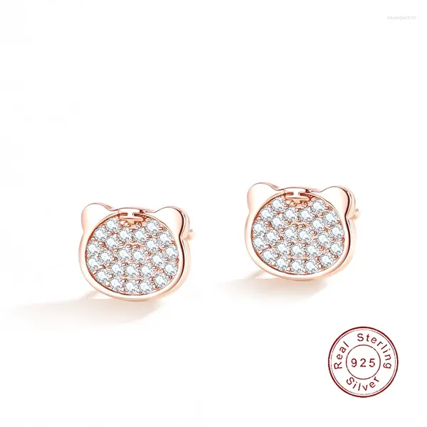 Boucles d'oreilles JIALY S925 en argent Sterling Rose couleur CZ mignon petit tigre pour les femmes bijoux cadeau de fête d'anniversaire