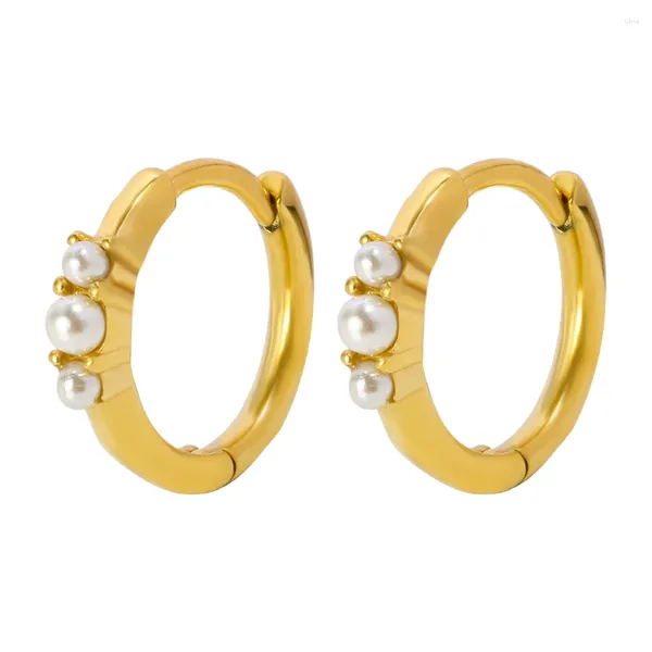 Boucles d'oreilles JINHUI exquise Mini perle en acier inoxydable or argent couleur étanche en gros lumière luxe pour femmes bijoux
