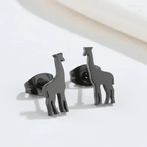 Boucles d'oreilles Stud Jisensp Creative Fashion en acier inoxydable Girafe pour femmes Bijoux d'animaux d'oreille Bijoux