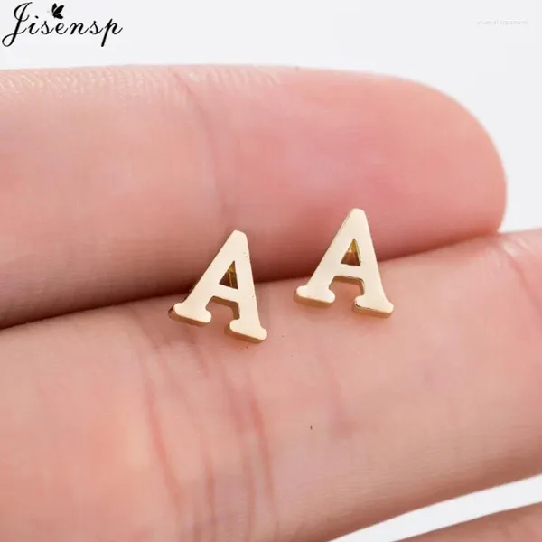 Boucles d'oreilles Stud Jisensp en acier inoxydable A-Z Lettre initiale pour les femmes personnaliser les bijoux mignon cadeau d'anniversaire