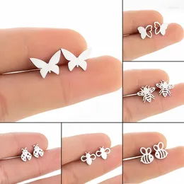 Stud -oorbellen Jisensp roestvrij staal mode zoete mini insect vlinder bijen voor vrouwen bruiloft sieraden verloving cadeau