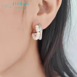 Pendientes de sementales jitdoo 2024 perla genuina natural agua dulce 925 joyas de plata esterlina para obsequios de boda wemon