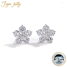 Boucles d'oreilles JoyceJelly 1.2ct Round 8H8a Moisanite 925 Boucle d'oreille en argent sterling pour fiançailles de fête Fleur Fleurs Fine bijoux