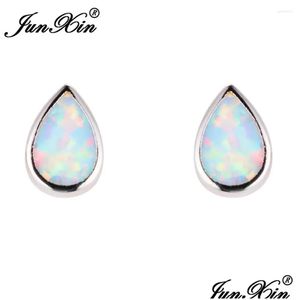 Boucles d'oreilles Junxin goutte d'eau Design blanc opale de feu boucle d'oreille femme Sier couleur Double face pour les femmes livraison bijoux Otubi