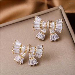 Boucles d'oreilles JUWANG 2024 Classique Exquis Rétro Élégant Girly Bow Simple Tempérament Accessoires De Mode Quotidien Frais Style Doux