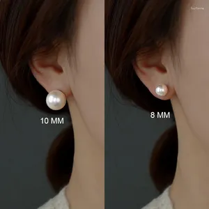 Boucles d'oreilles JWER S925 aiguille en argent Simple exquis perle blanche pour femmes filles minimaliste oreille bijoux cadeaux taille 3/6/8/10mm