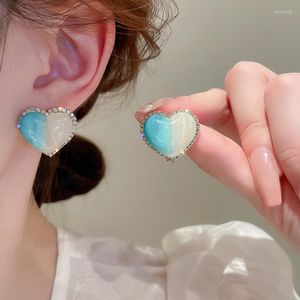 Boucles d'oreilles KAITIN bleu amour pour les femmes Design lumière luxe goutte huile boucle d'oreille FGold plaqué bijoux fête cadeau