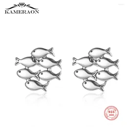 Stud Oorbellen Kameraon 2024 925 Sterling Zilver Mode Ins Leuke Vis Shoal Voor Vrouwen Meisjes Fijne Lente Sieraden Gift