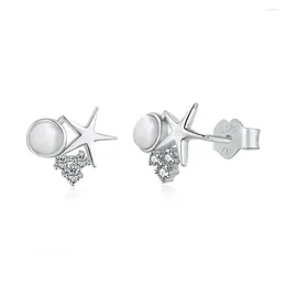 Pendientes de semental Karloch S925 Pure Silver Ear Women's Pentagram Design Micro Circon High Grade