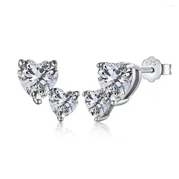 Boucles d'oreilles Karloch en argent pur S925 avec incrustation de zircone haut de gamme et forme d'amour personnalisée à la mode