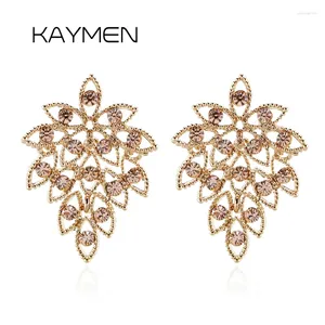 Boucles d'oreilles Kaymen Fashion Leaf Style Rhingestones Déclaration pour femmes filles Drop- Wholesale