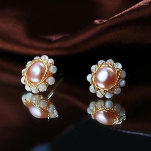 Boucles d'oreilles Kfvanfi quatre saisons comme le printemps pour femme, bijoux en perles de culture roses